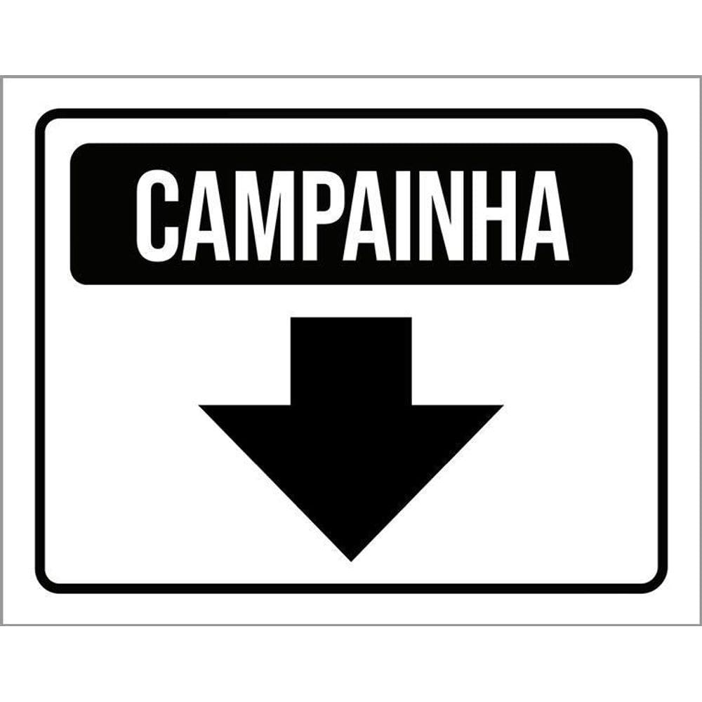 Placa Sinalização - Campainha Branca Seta 36X46