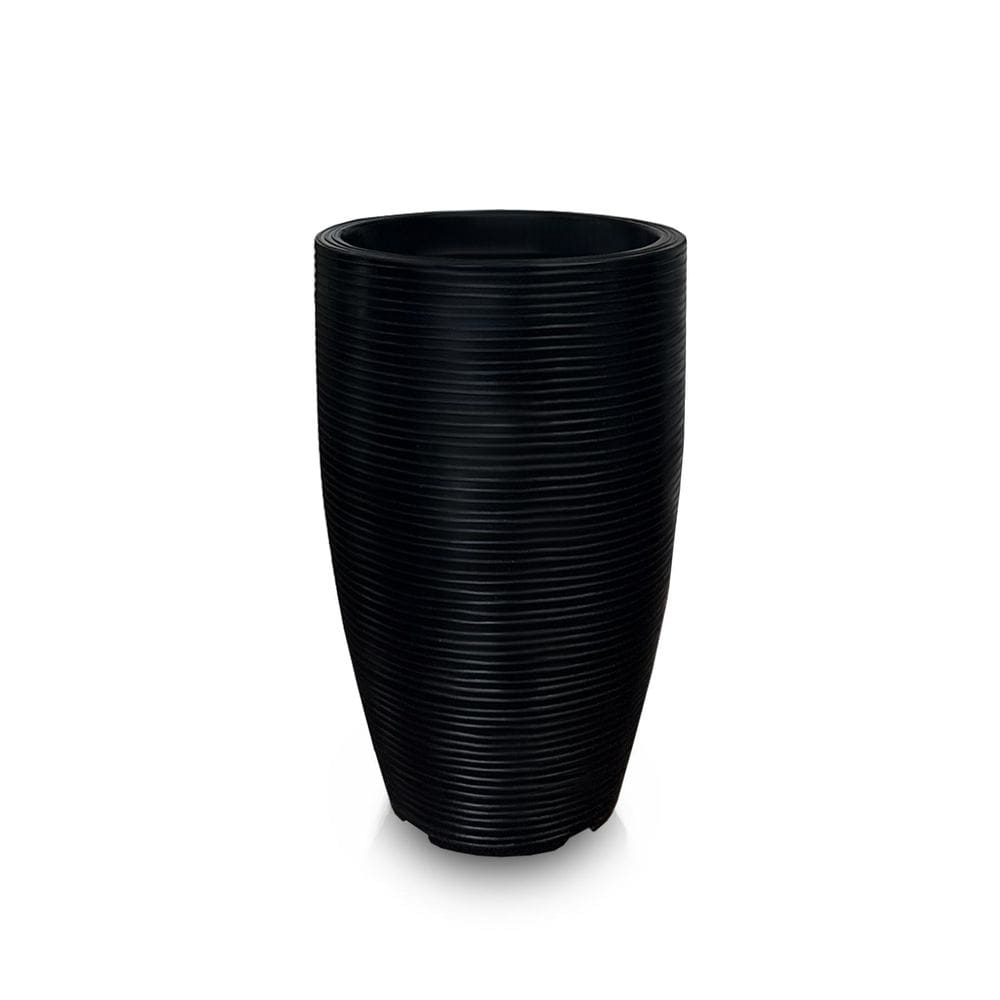 Vaso De Planta 60X38 Redondo Decorativo De Polietileno Preto