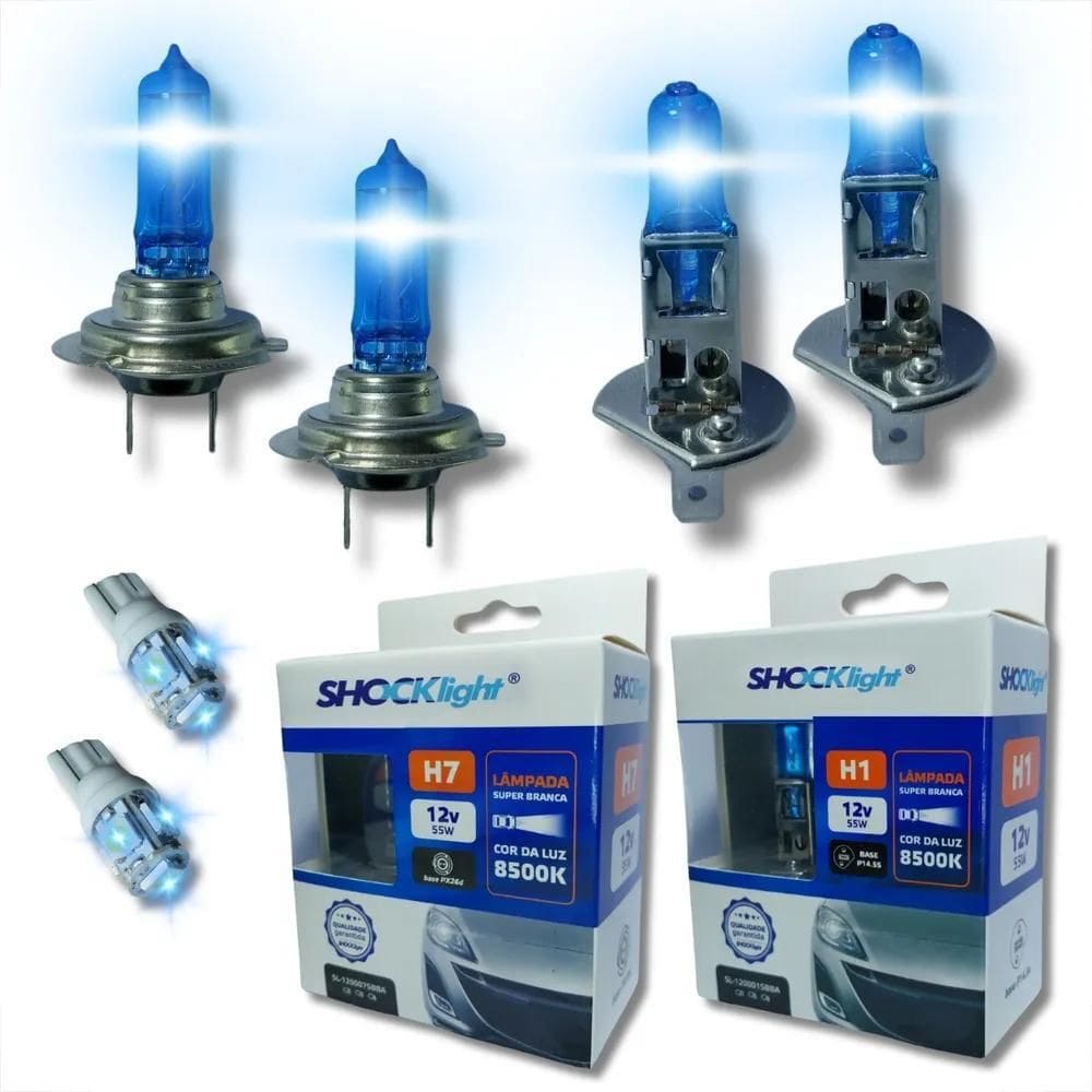 2X Kit Lâmpada Farol Alto Baixo E Lanterna H1 H7 T10 Duplo F