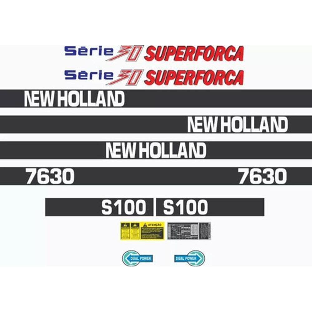 Kit Adesivos New Holland 7630 S100 Superforça