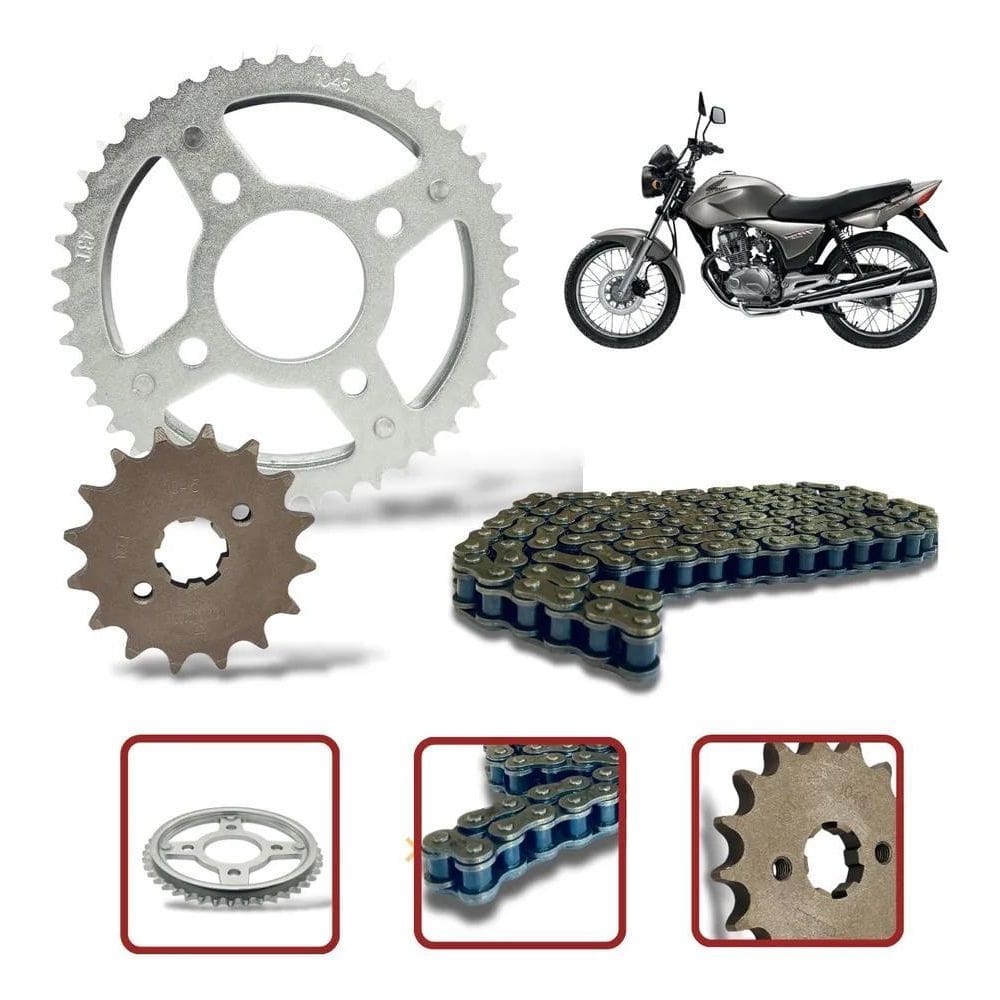 2X Kit Relação Start Cg 150 Fan 150 Titan 150 Aço 1045 Inmet