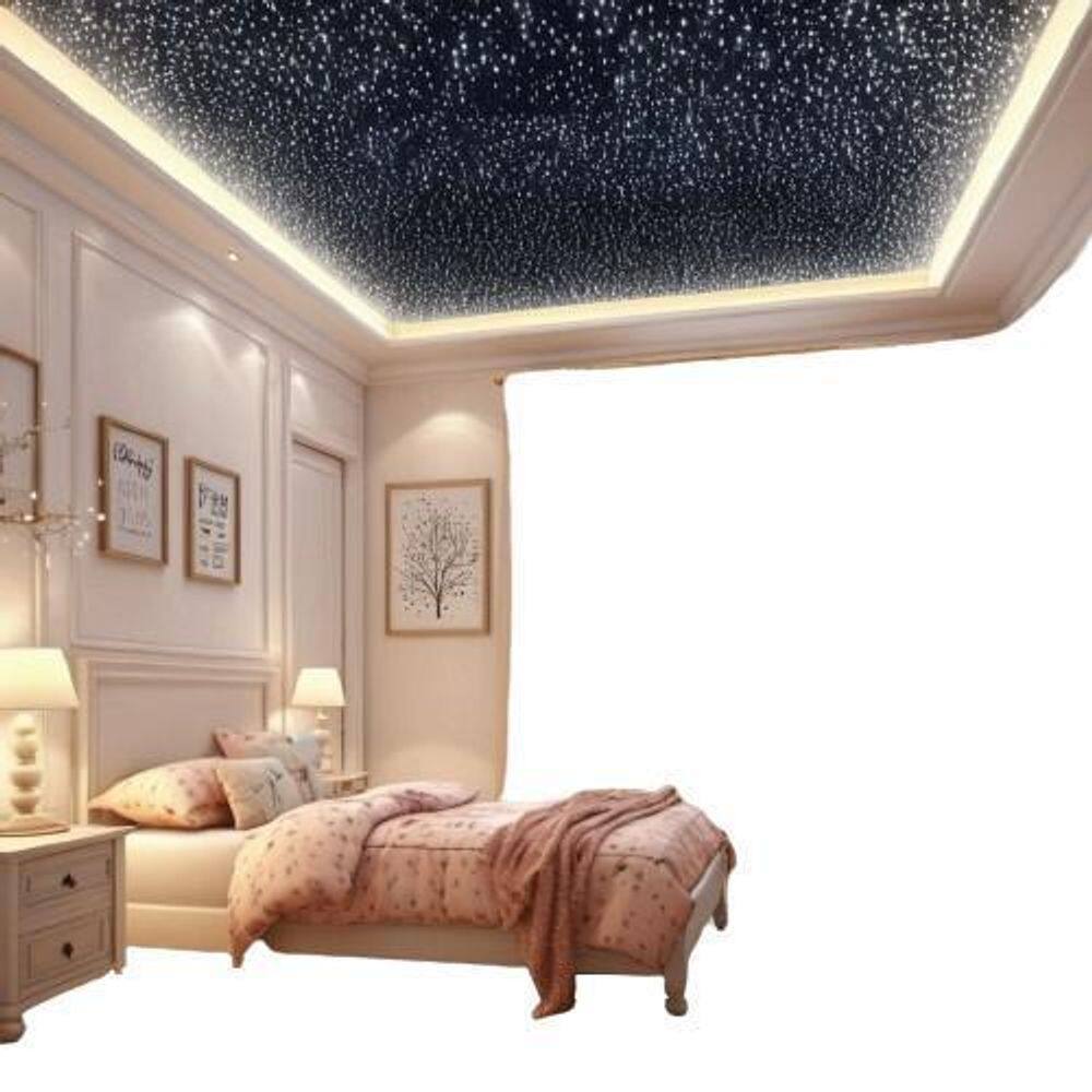 Kit Mix Fibra Ótica Estrelado Colorido Rgb 500 Pontos Teto