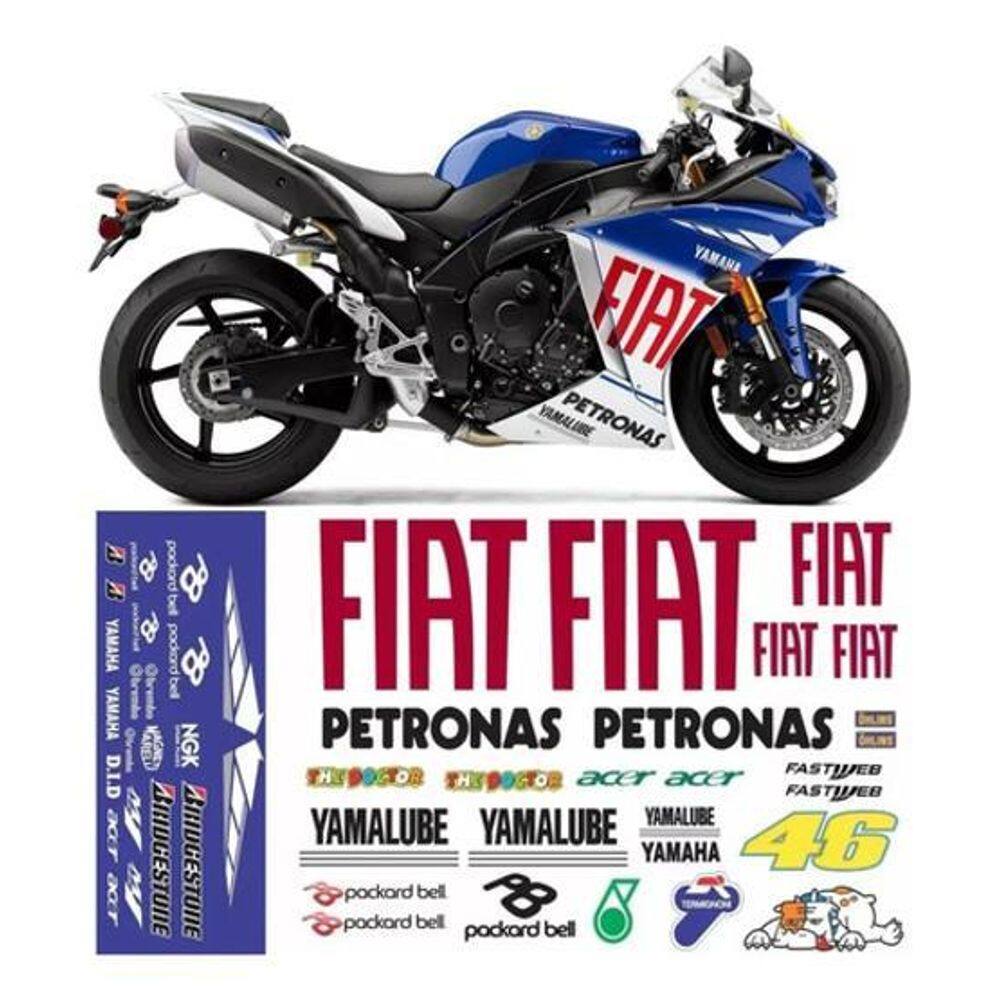 Kit Adesivos Completo Emblemas Moto Yzf R1 Fiat 2009 Fiat09