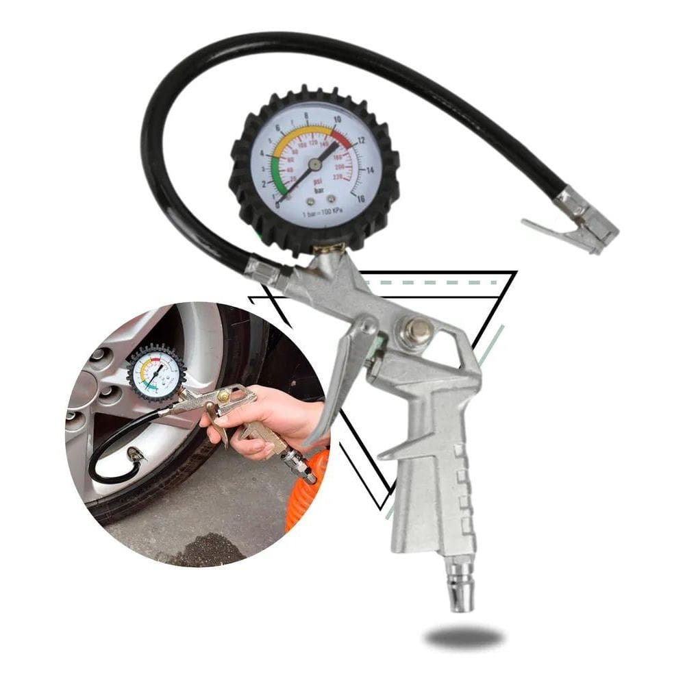 2X Calibrador De Pneus 1/4 Npt Com Manômetro 220 Psi 16 Bar