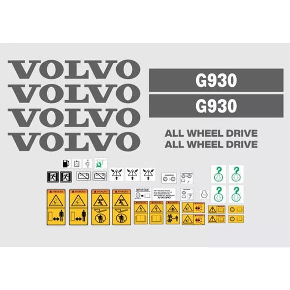 Kit Adesivos Volvo G930 All Wheel Drive Para Motoniveladora