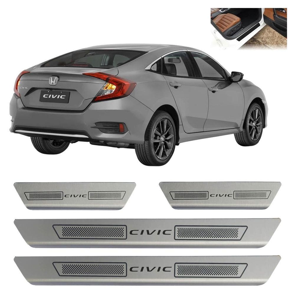 Kit Soleira De Porta Aço Inox Escovado Honda Civic Todos