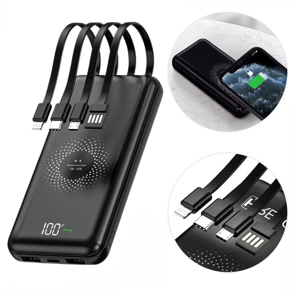 Power Bank 10000Mah Sem Fio Indução Usb-C Carregamento Rápid