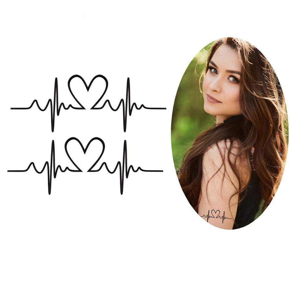 Tatuagem Temporária Duplo Eletrocardiograma Amor Mensagem