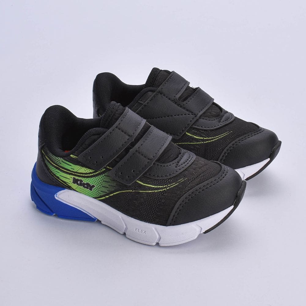 TÊNIS KIDY ENERGY BABY RESPITEC PRETO/AZUL/VERDE NEON Kidy