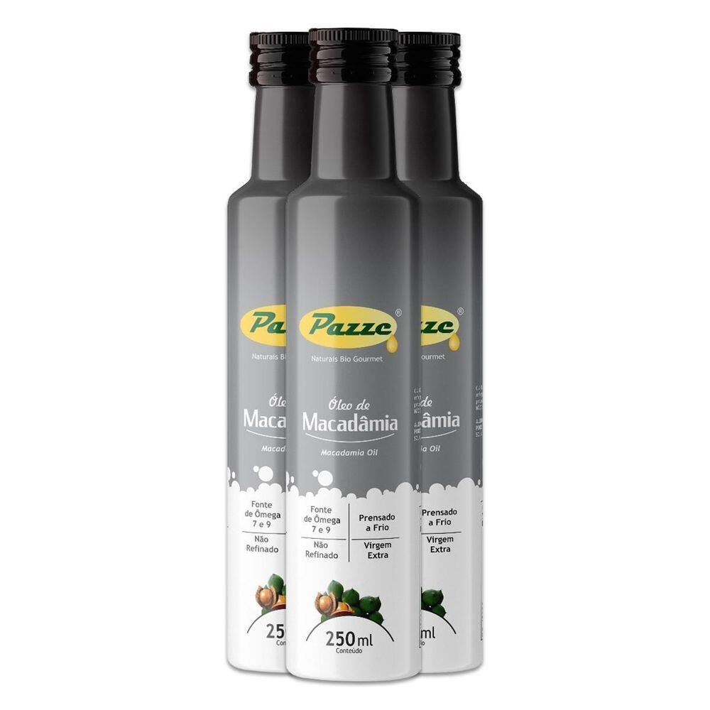 Kit 3 Óleo De Macadâmia Extra Virgem Pazze 250Ml