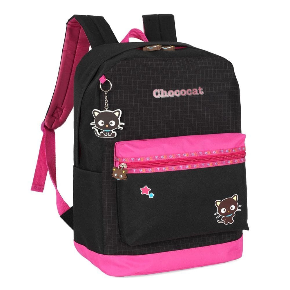 Mochila Escolar Juvenil Amigos Hello Kitty Chococat Preto