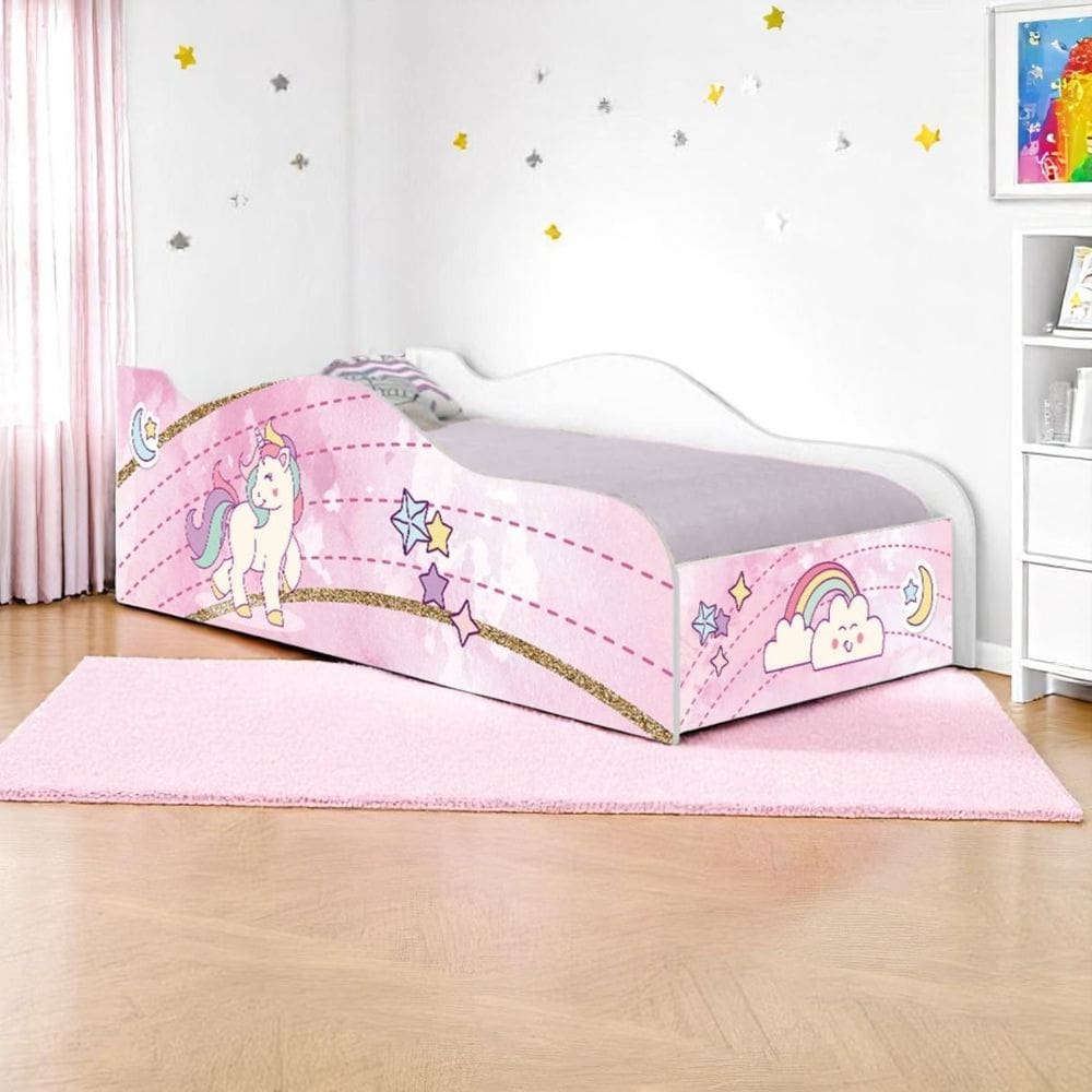 Cama Mobili Solteiro Unicónio Rosa