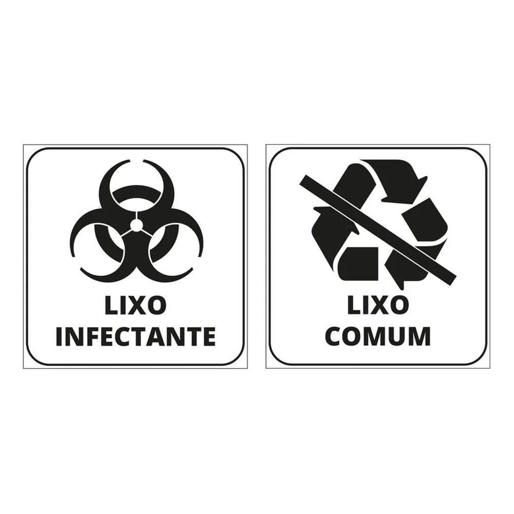 2X Adesivo Lixo Comum E Lixo Infectante 8X8Cm Fundo Branco M