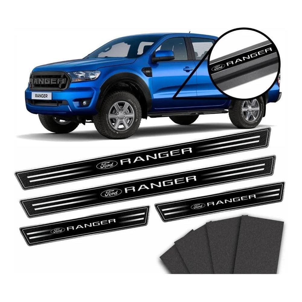 2X Soleira Resinada Proteção 4 Portas 8 Peças Ford Ranger So