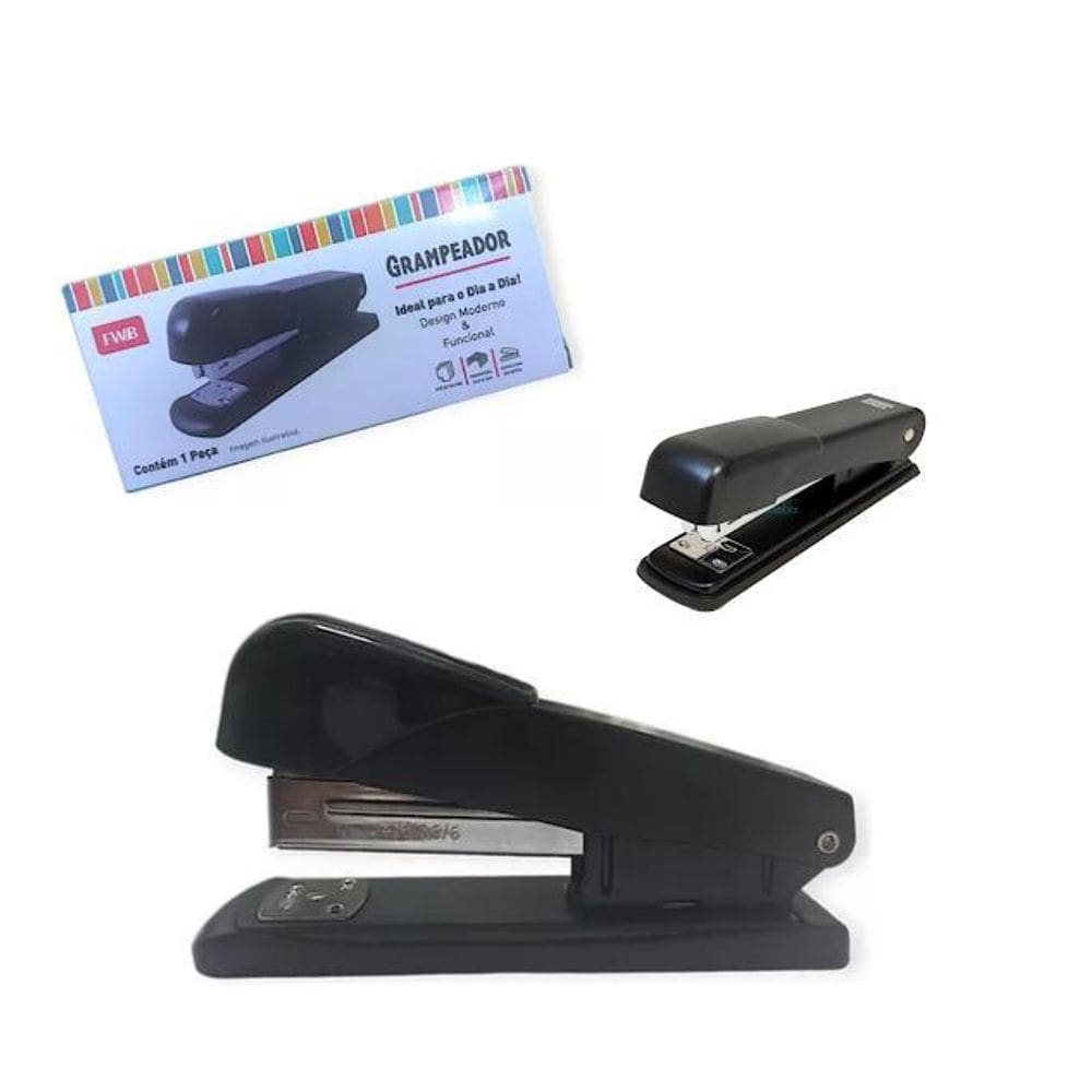 Grampeador Mesa Escritorio Premium Corpo Metal Reforçado