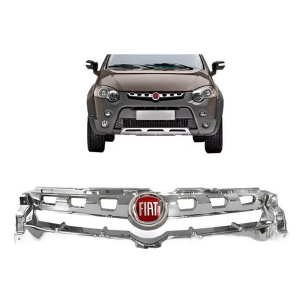 Grade Radiador Strada Locker 2014 A 2017 Cromada C/Emblema