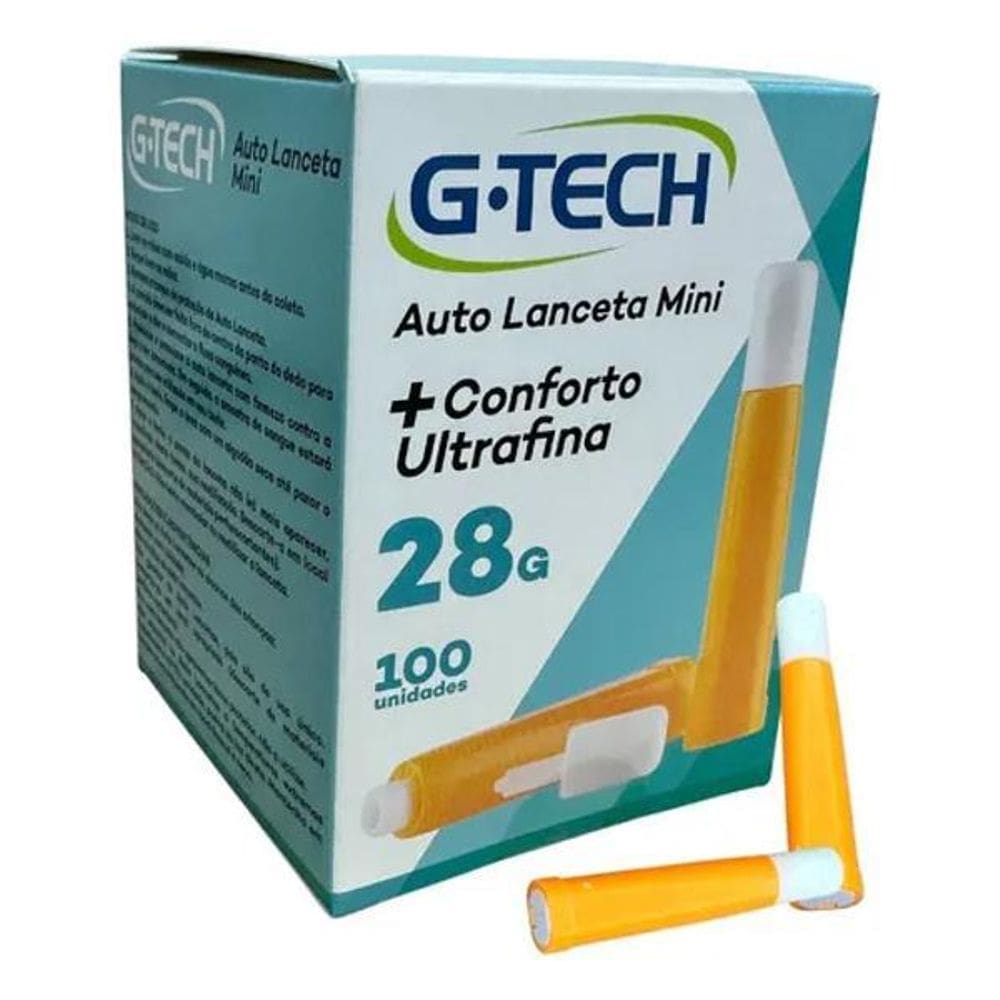 2X Auto Lanceta Automática 28G Com 100Un G-Tech Cor Laranja