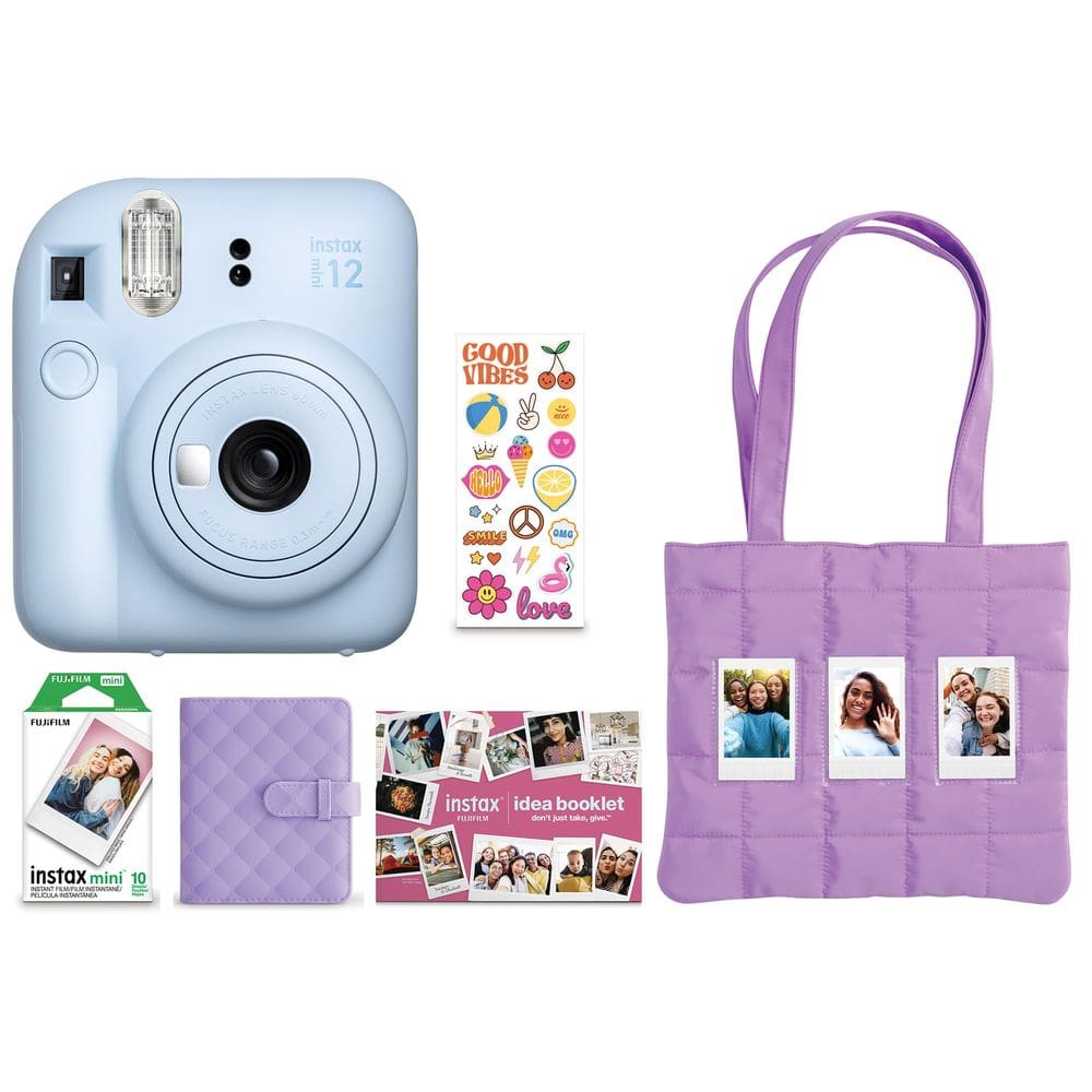 Pacote de férias da câmera Fujifilm Instax Mini 12 2025 - azul
