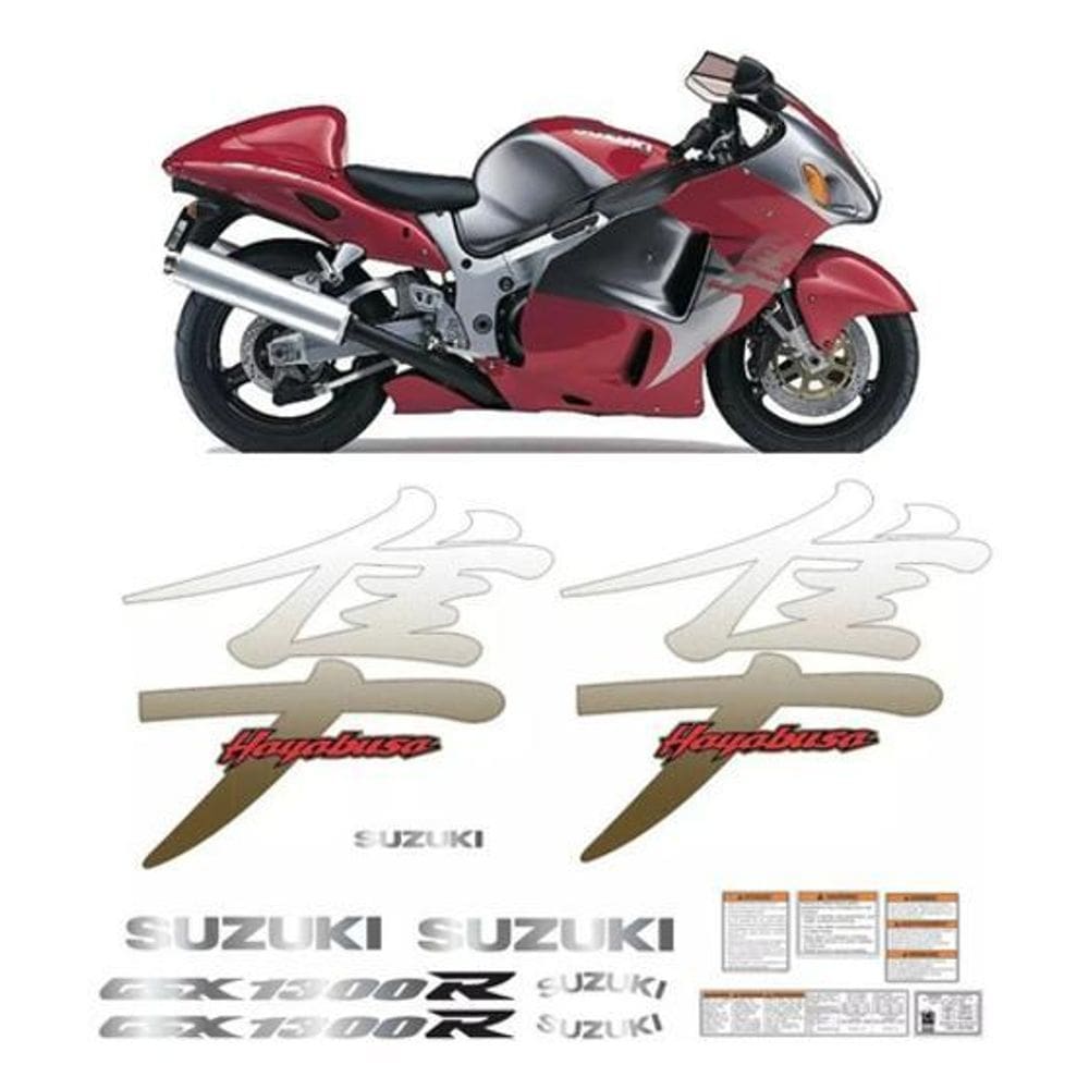 Kit Completo Adesivos Hayabusa Gsx 1300R 01 Vermelha Grafite