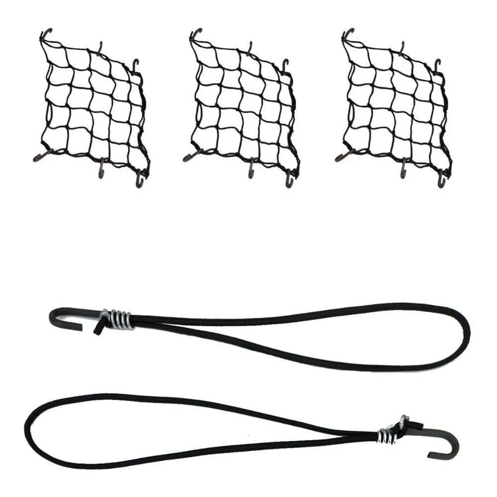 Kit Motoqueiro Moto 3 Redes Aranhas + 2 Extensor Elástico