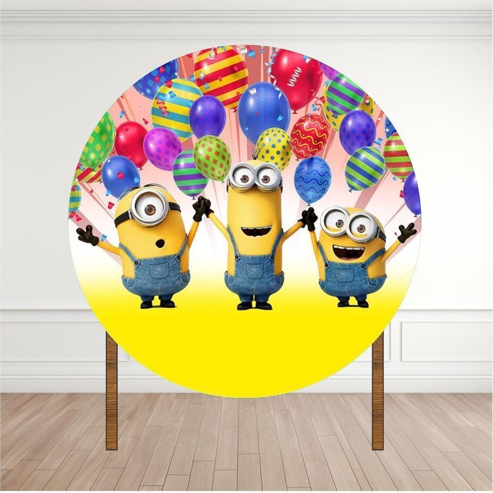 Painel Redondo Lona Fosca 1,20M- Tema Minions