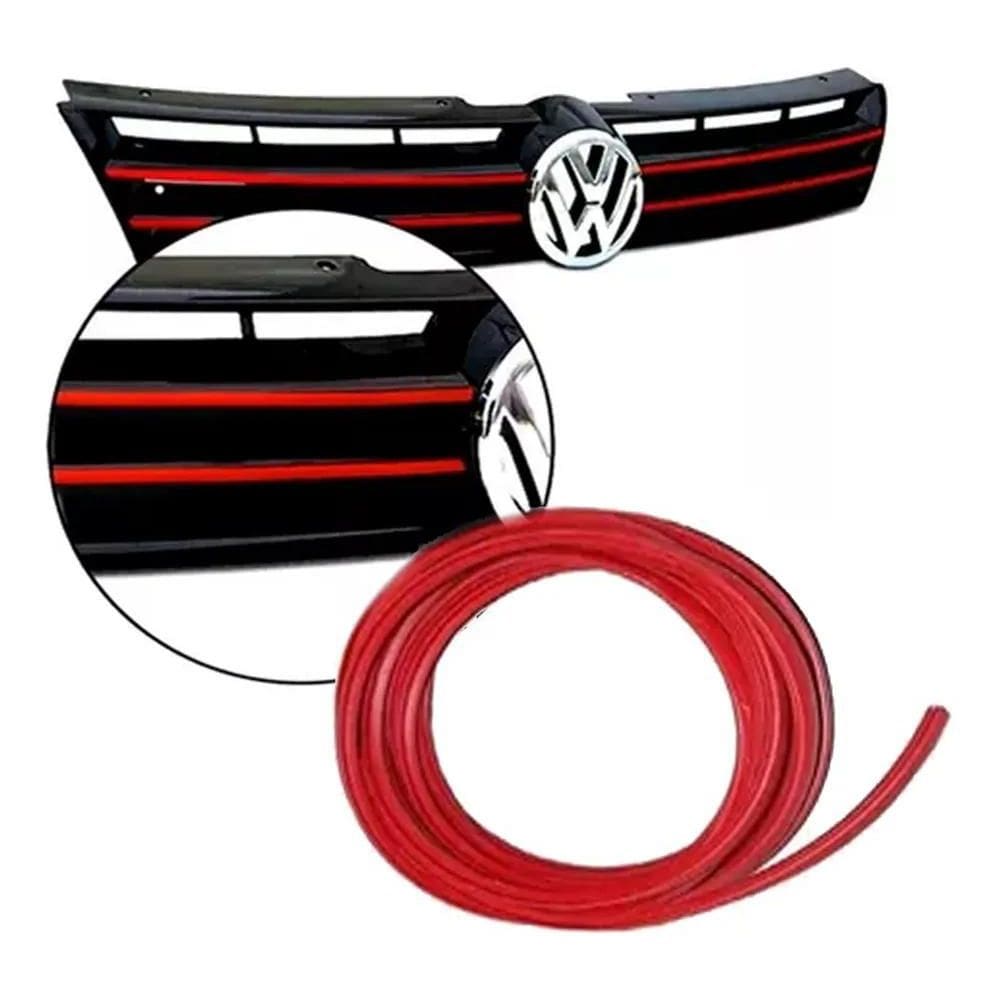 2X Aplique Friso Vermelho Grade Acessórios Vw Golf Jetta Pol