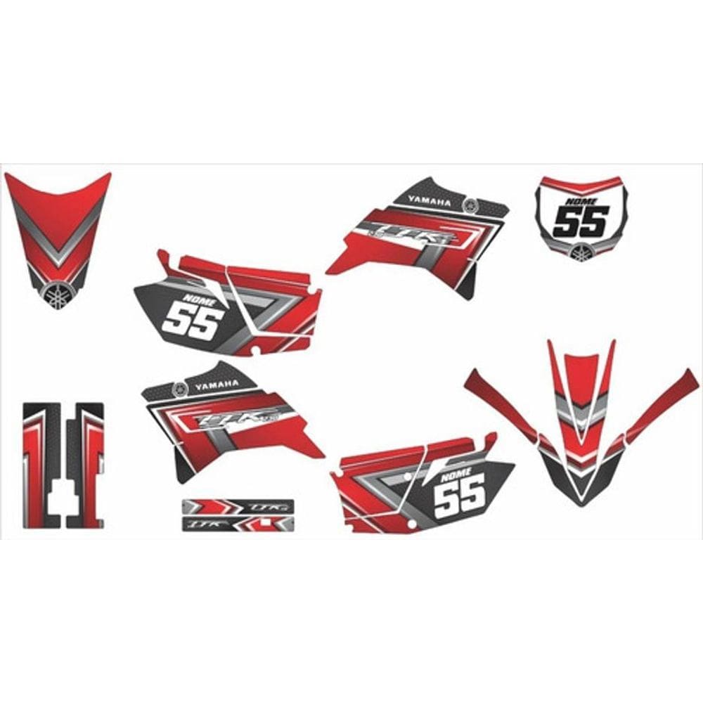 Kit Adesivo Moto Cross Trilha Ttr 230 Vermelho Cinza Lm199