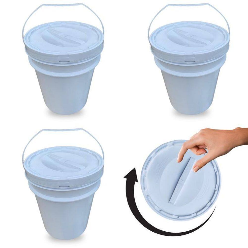 Balde Plástico 20L Tampa Rosqueavel Para Óleo - Kit 3 Pçs