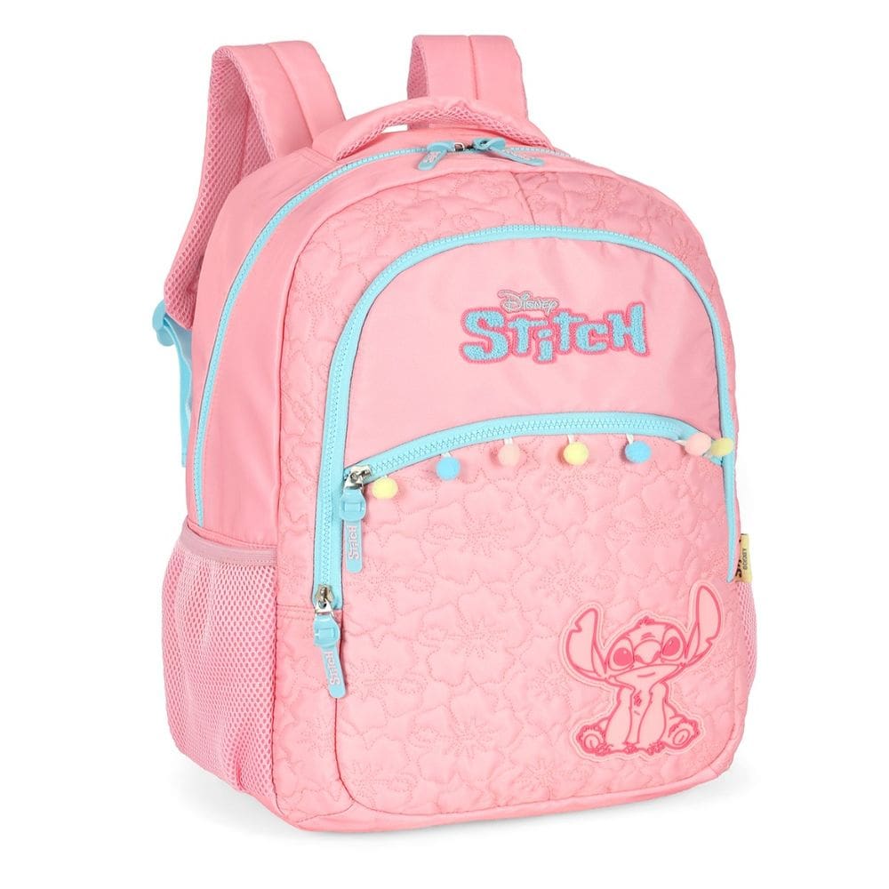 Mochila Stitch Rosa Luxcel Oficial Disney Menina Juvenil
