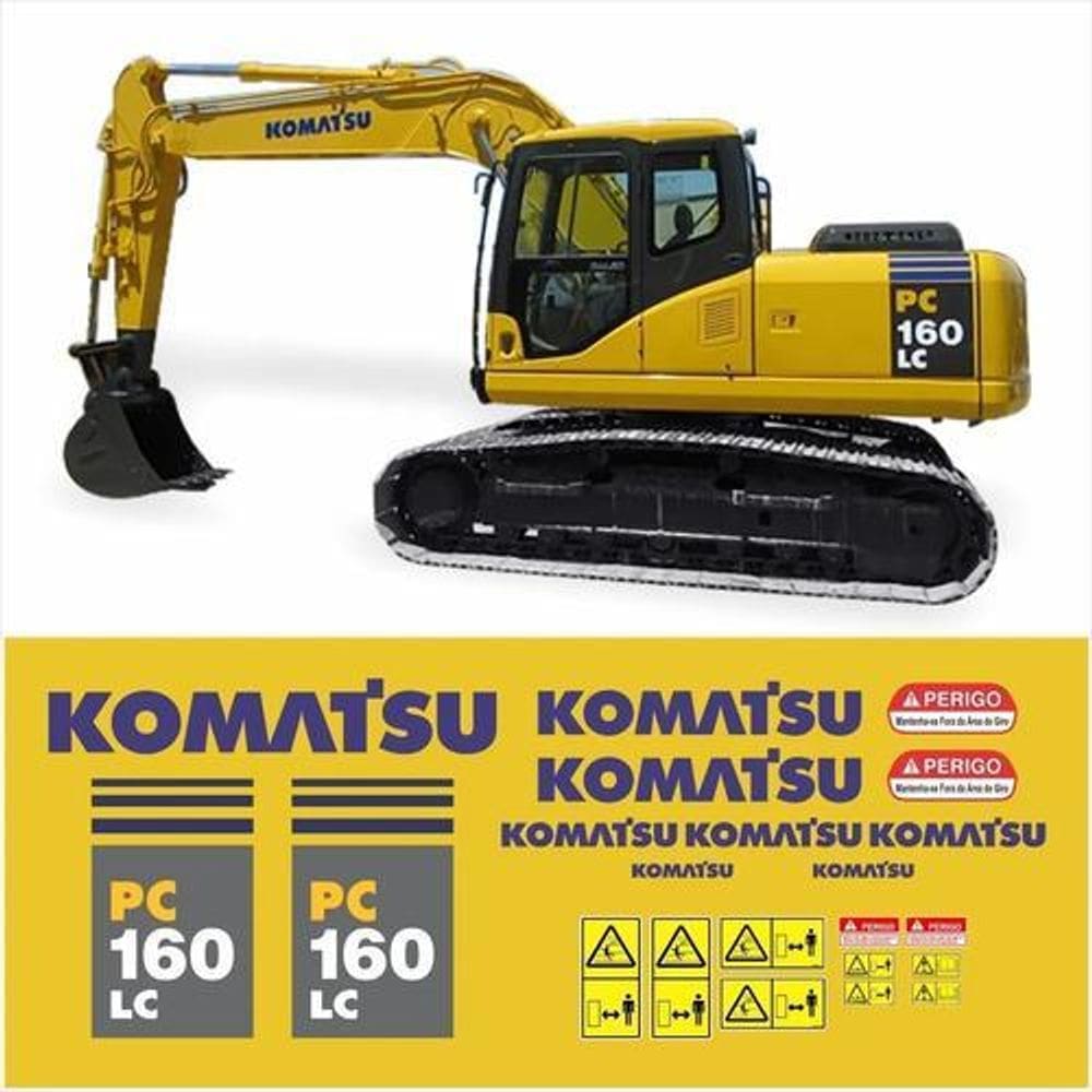 Kit Adesivos Escavadeira Komatsu Pc 160 Lc + Etiquetas Mk