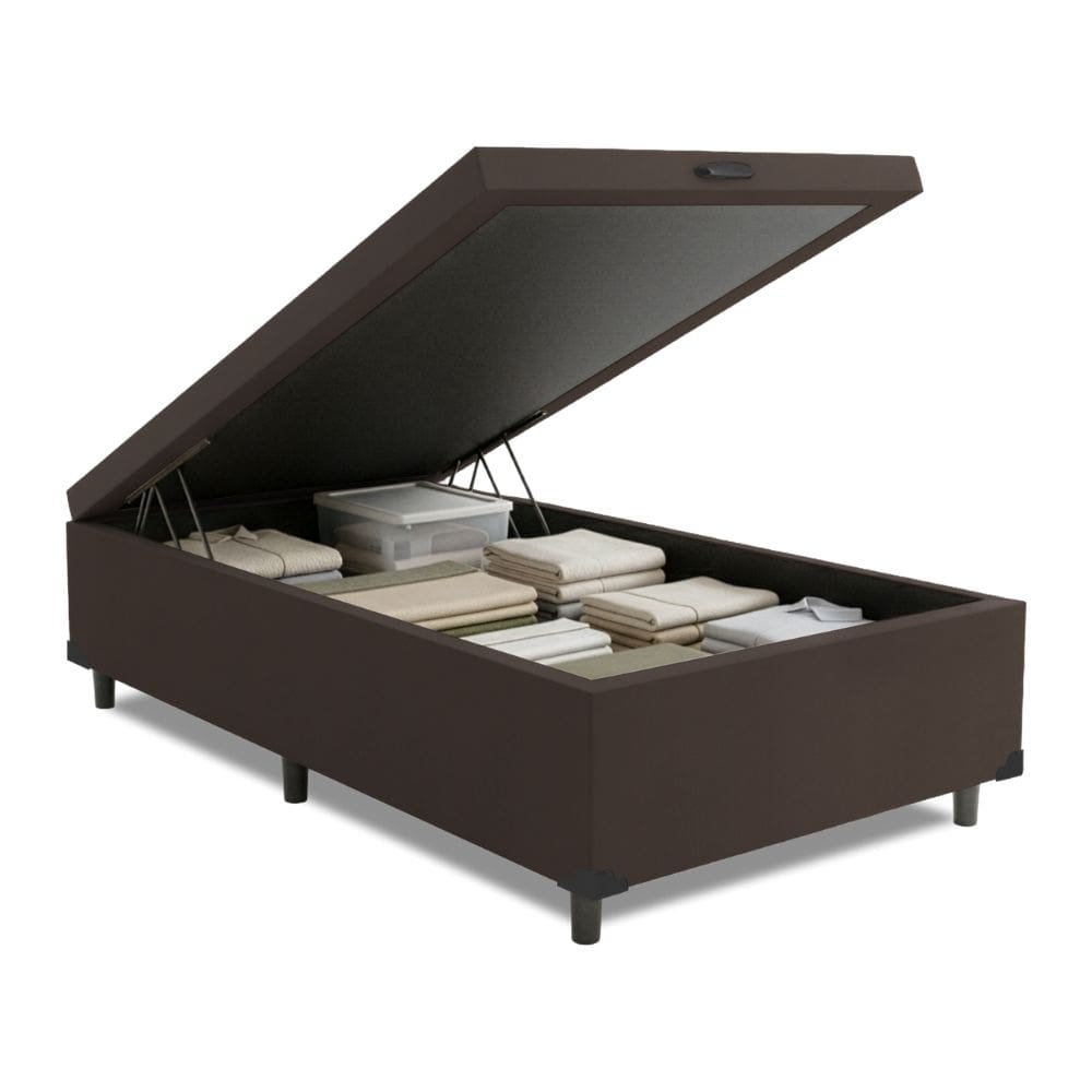 Cama Box com Baú com 41cm de Altura Prince Suede Marrom