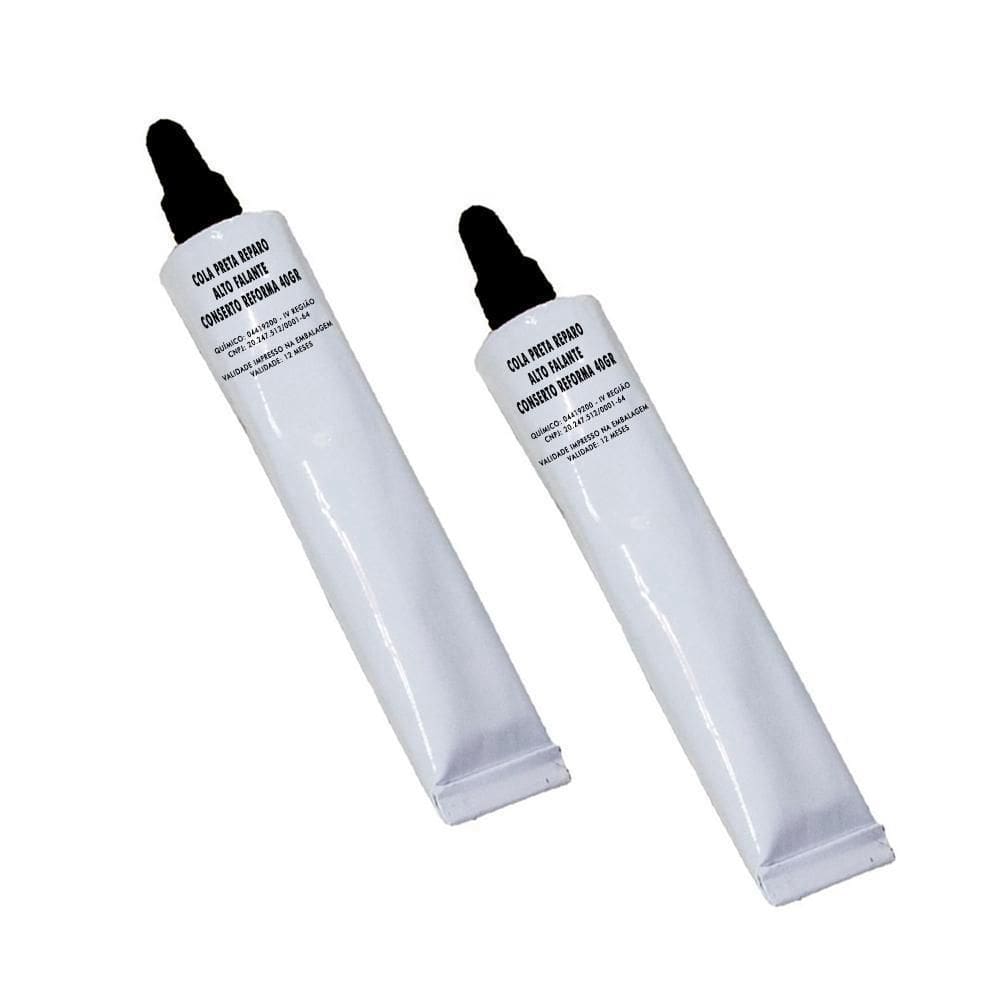 2 Colas Preta De Borracha Adesivo Reparo Alto Falante 40Gr