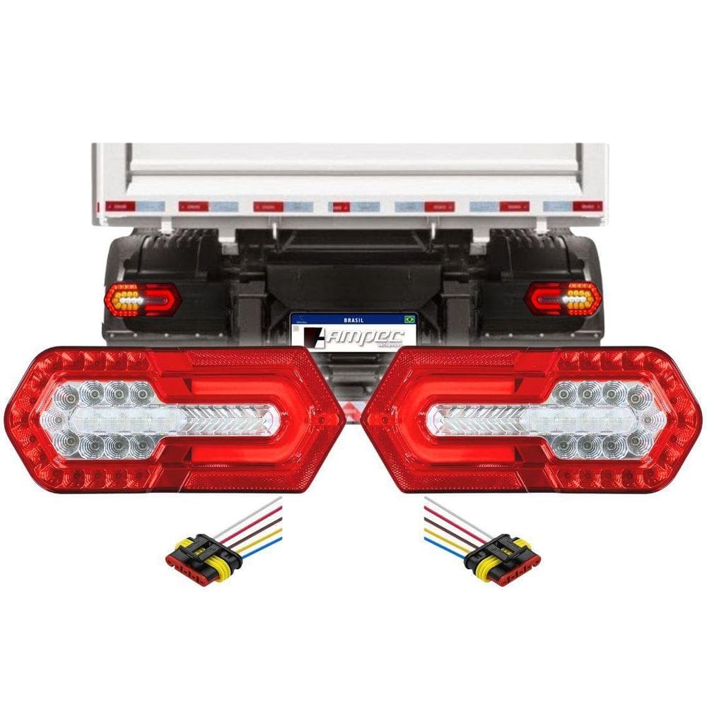 Kit Lanterna Traseira Turn Led Sequencial Bivolt + Chicotes