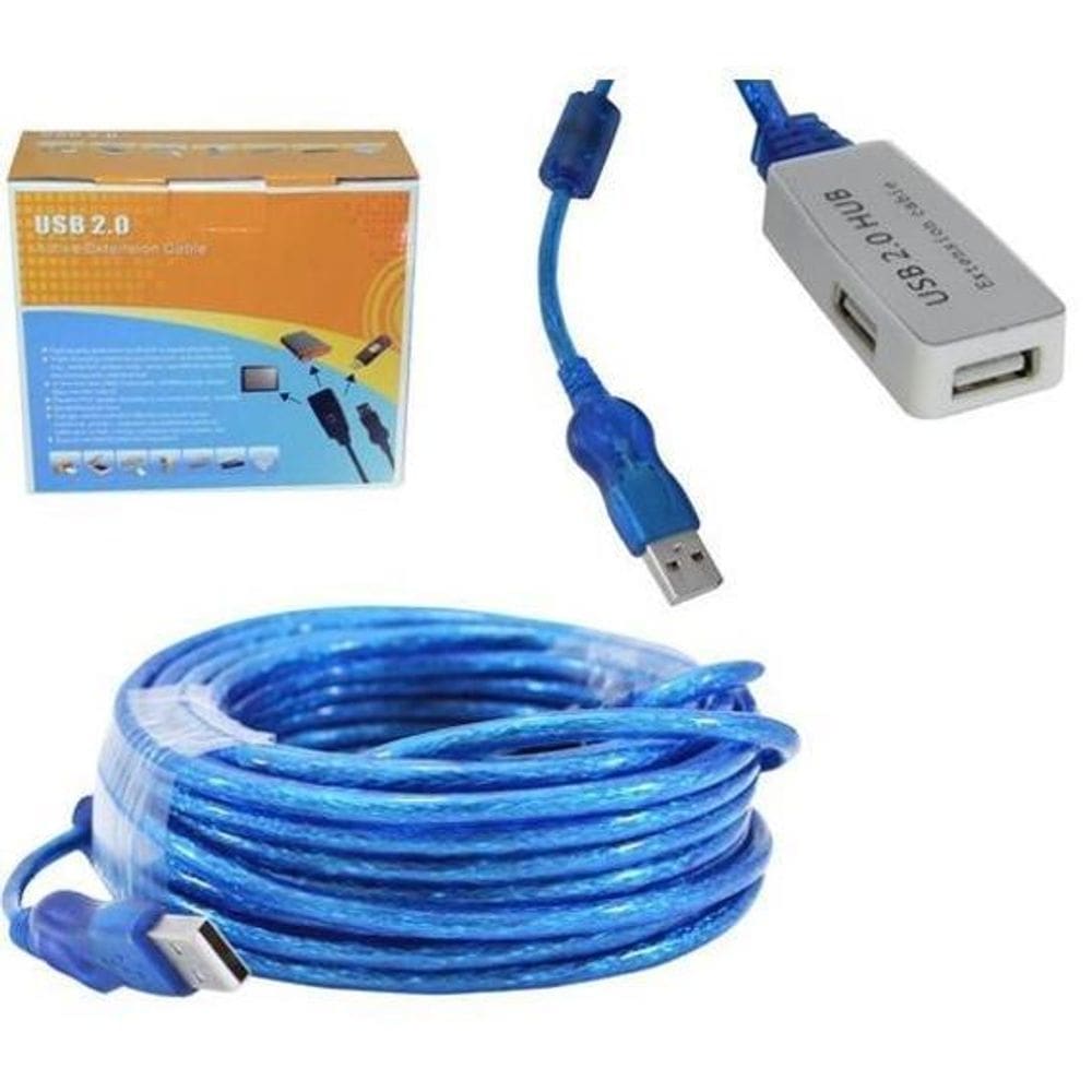 Cabo Extensor Usb 2.0 Com 3 Entradas Usb 2.0 Am Af - 10 Mts