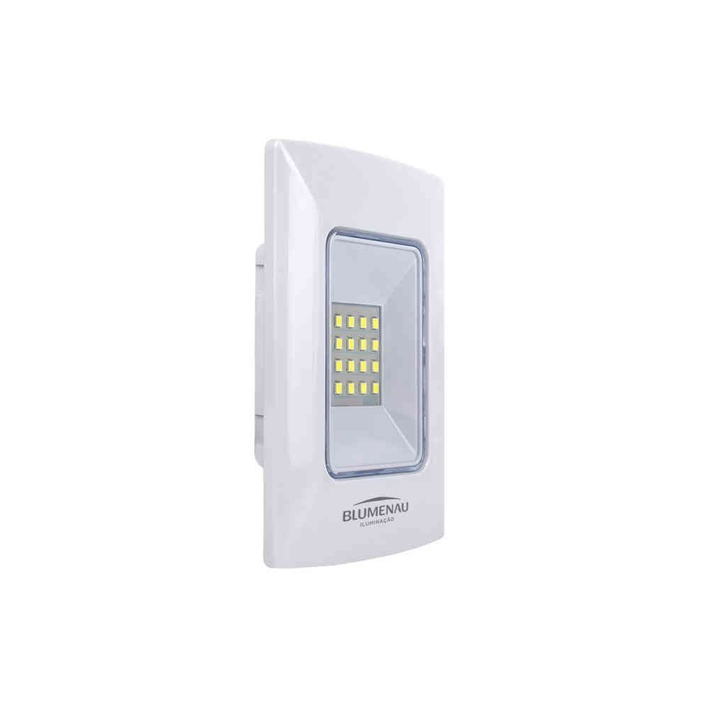 Luminária de Emergência Embutir 4x2 LED Bivolt 1W 6.500K Branco
