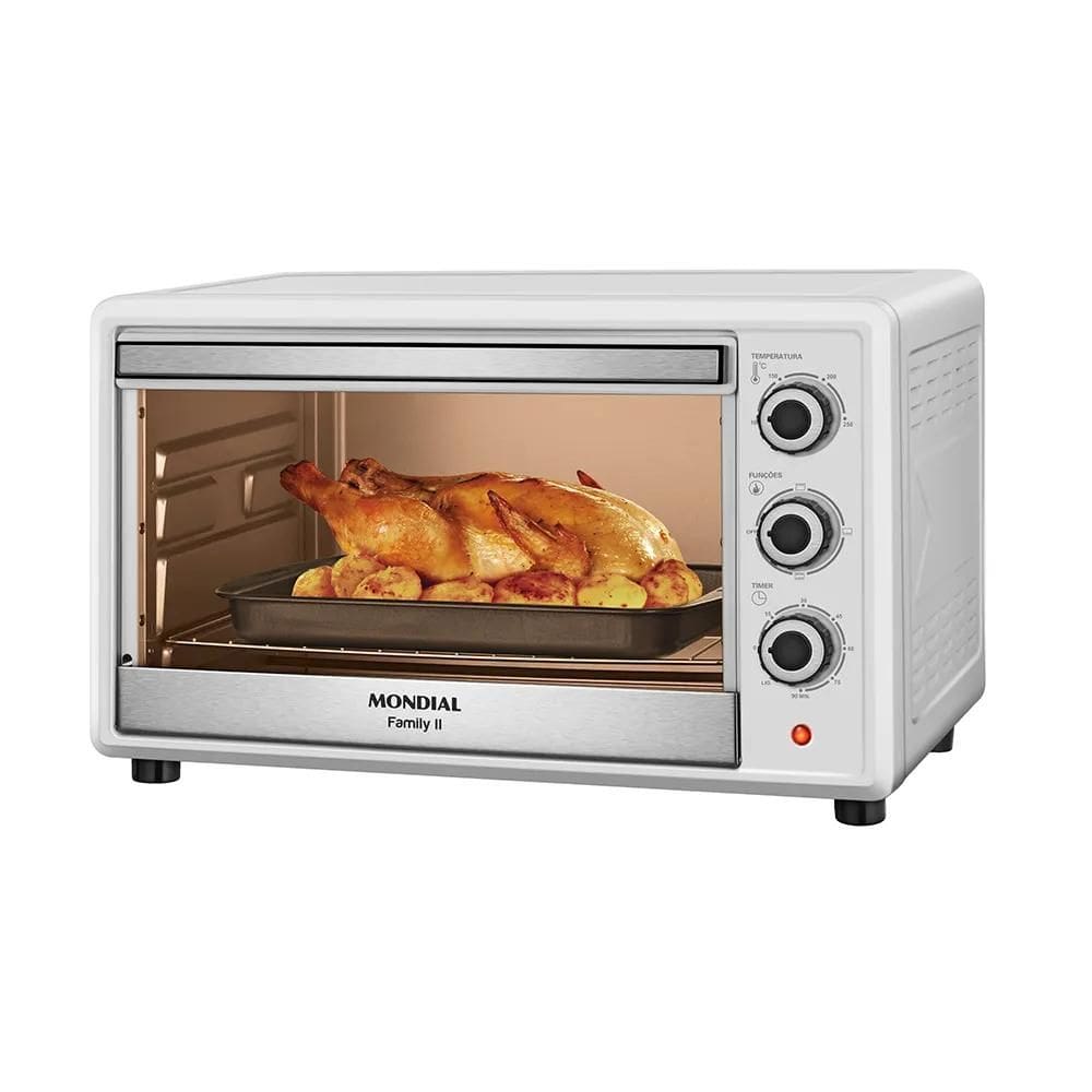 Forno Elétrico Mondial 42L Family II 127V Branco/Inox - FR-42-W