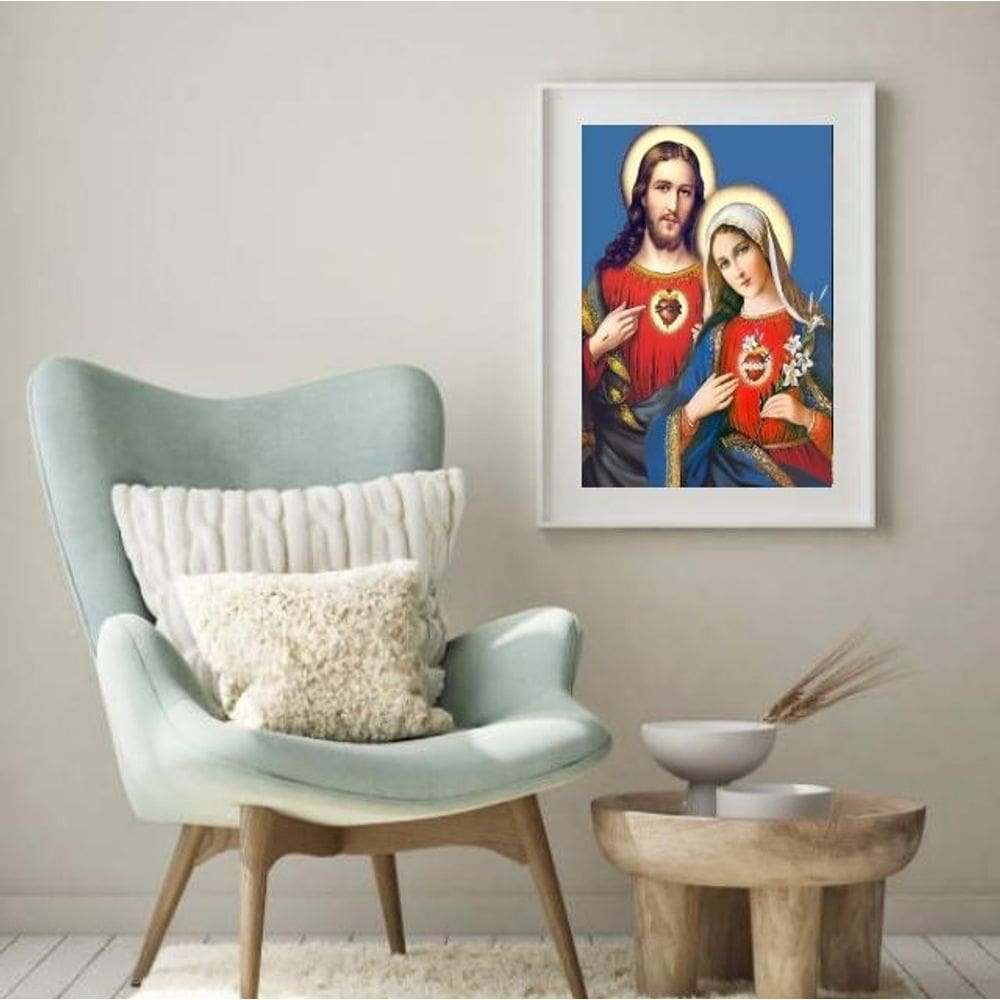 Quadro Sagrado Coração De Jesus E Maria - 60X48Cm