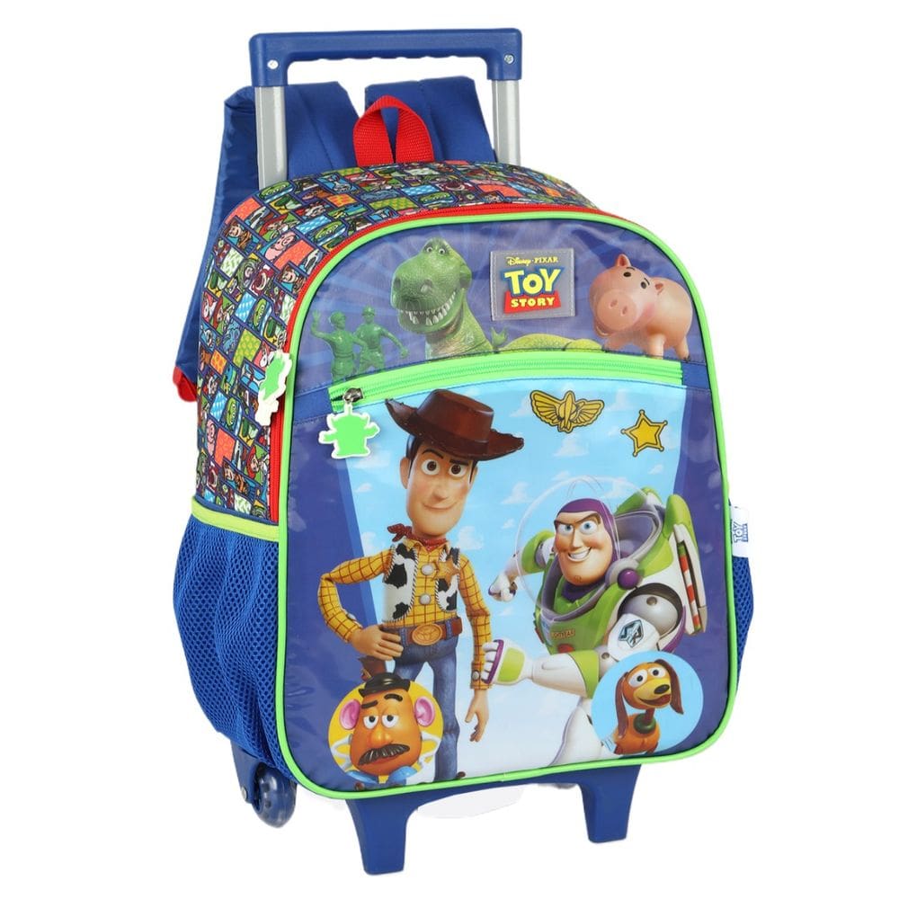 Mochila Toy Story de Rodinha Escolar Verde Infantil Menino