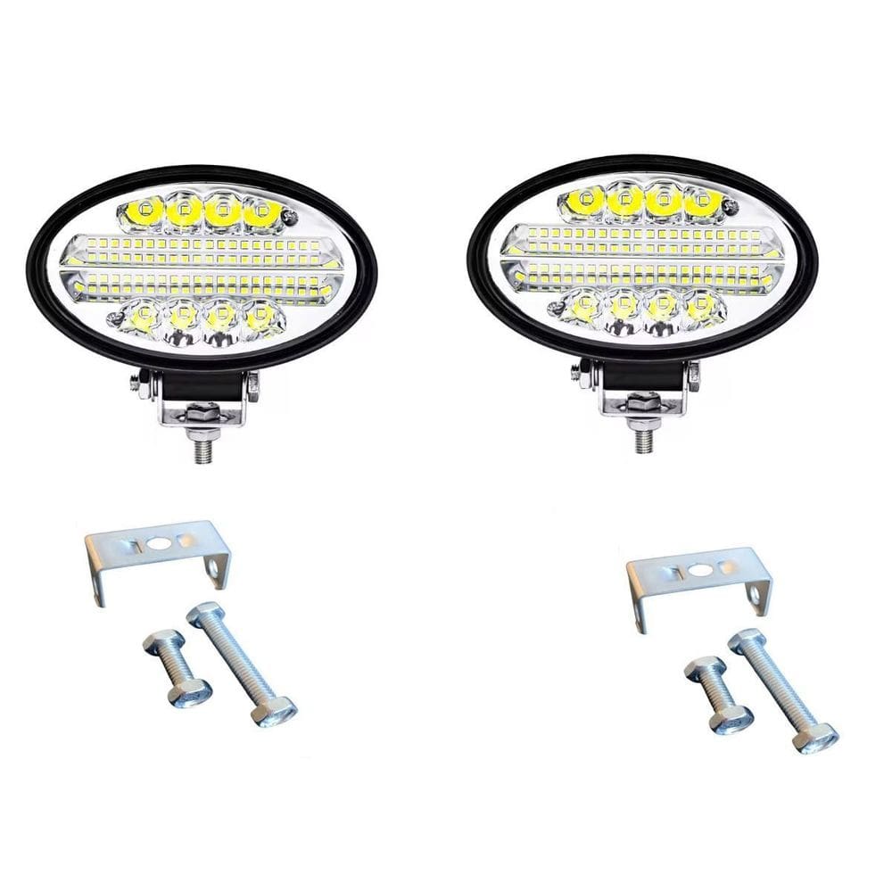 Kit 02 Farol Led 144W Oval Caminhão Maquina Agrícola Trator