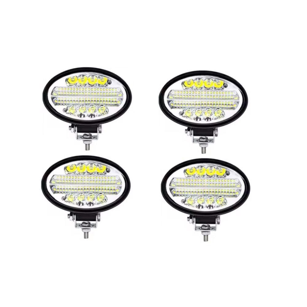 Kit 04 Farol Led 144W Oval Caminhão Maquina Agrícola Trator