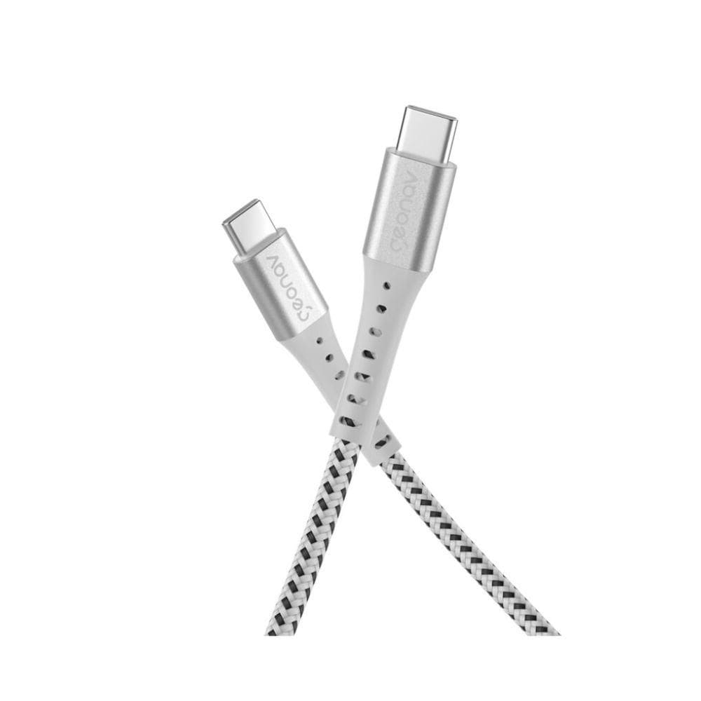 Cabo USB 2.0 Tipo C Nylon Trancado Branco 1,20m Geonav