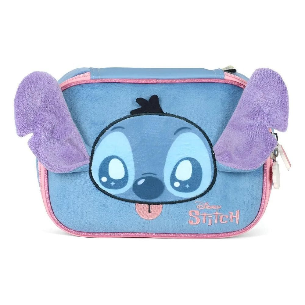 Estojo Box Escolar Infantil Stitch Pelúcia Disney - Azul