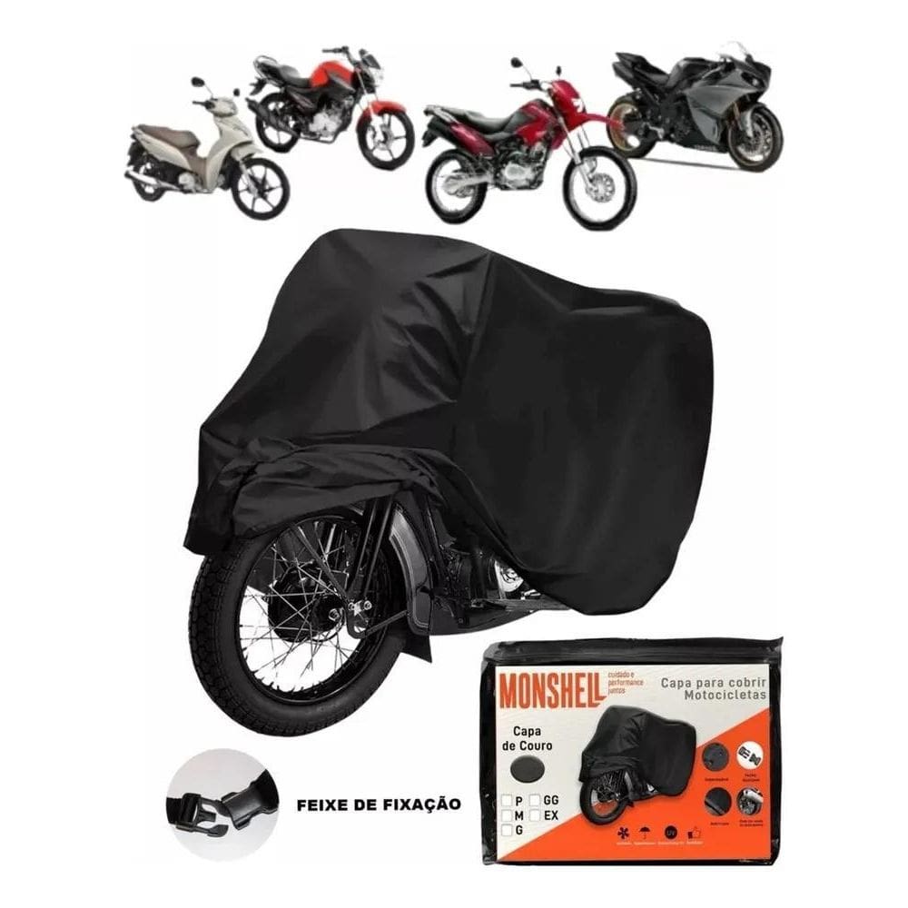 2X Capa Moto Couro Protege Impermeável Cor Preto G