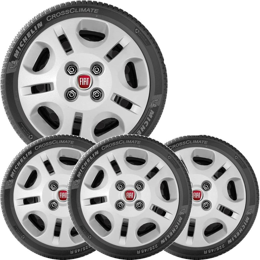 Kit 4 Calota Fiat Mille Palio Siena Uno Aro 13 Emblema 071Cb