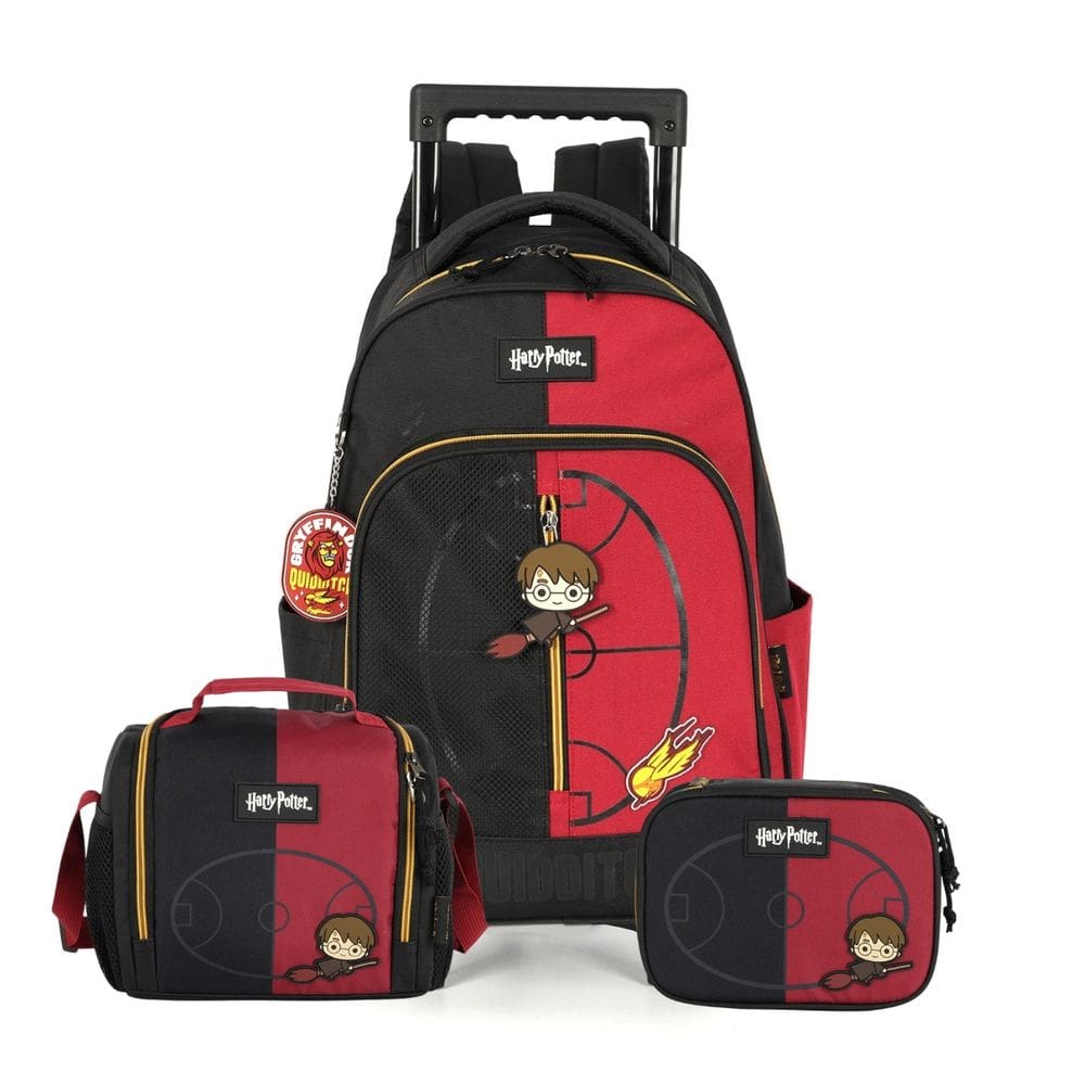 Mochila de Rodas Lancheira Térmica Estojo Box Harry Potter