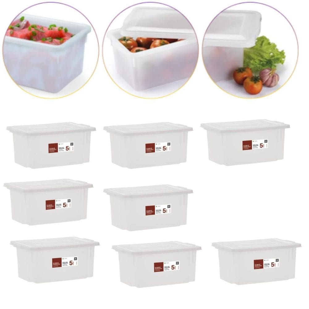 Kit 8 Caixa Multiuso Com Tampa Pro Açougue Geladeira 5 Lts