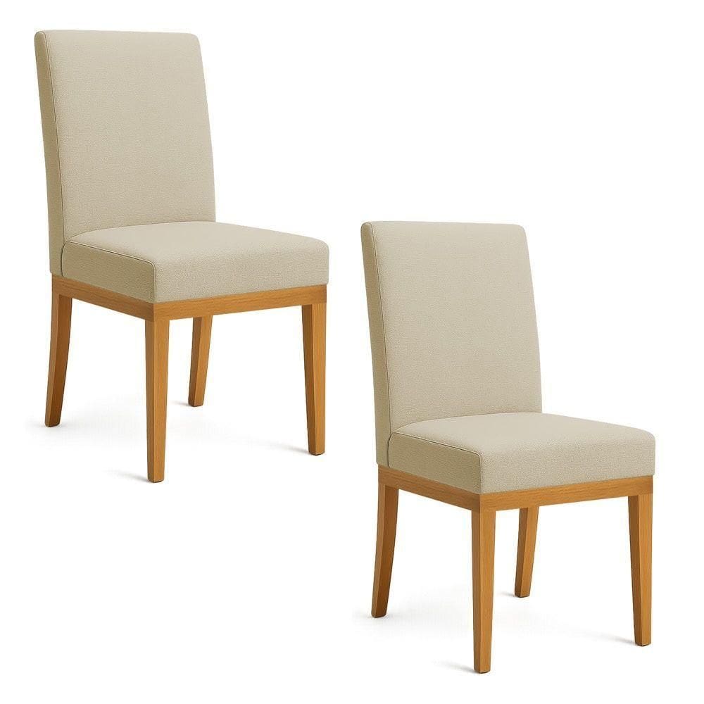 Kit 2 Cadeiras De Jantar Brisa Linho Base De Madeira - Pallazio Cor Dourado