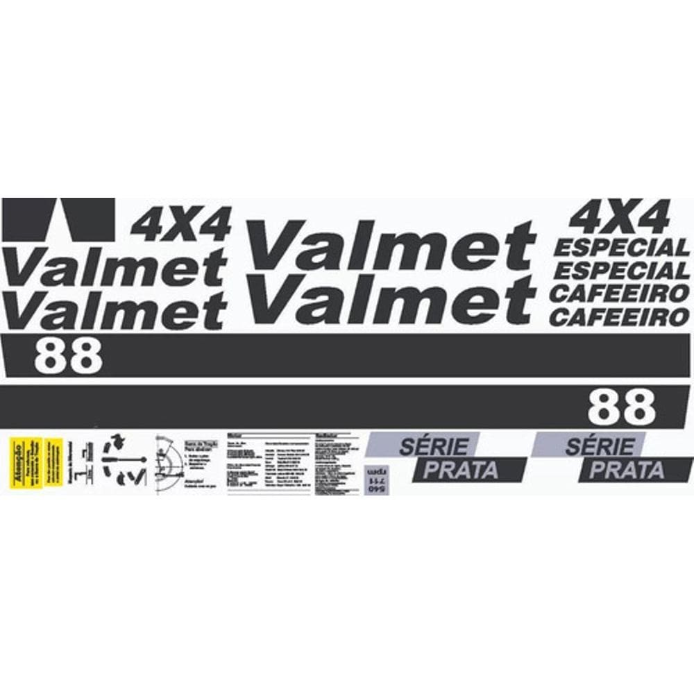 Kit Adesivos - Valmet 88 3X3 Série Prata Especial Cafeeiro