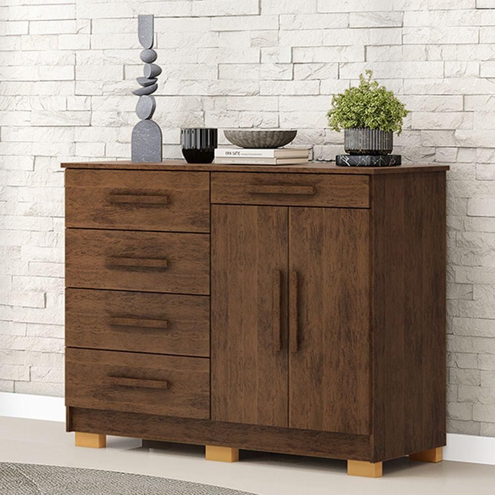 Cômoda Quarto 122cm Com 2 Portas Sapateira Vitória Imbuia V01 - D`rossi