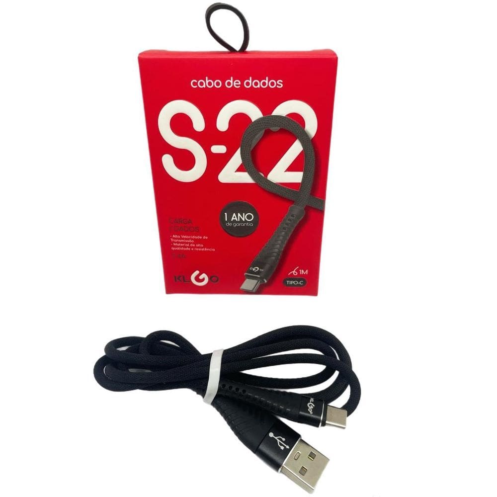 Cabo Rápido Usb Para Tipo- C Nylon S-22 1 Metro Cor Preto